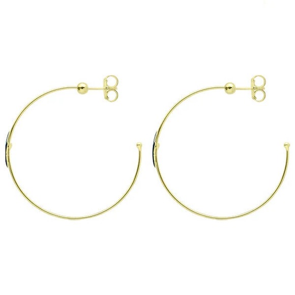 Sheila Fajl Ursa Star Gold Plated Hoops in Black Resin NEW - Picture 2 of 2